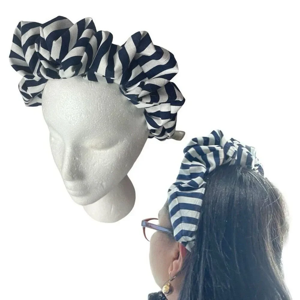 Headband wrap scrunched Women striped elastic
